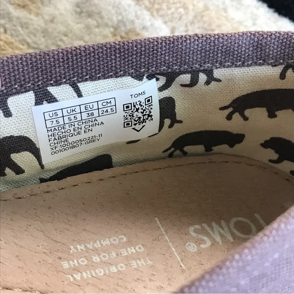 NWOB Women’s Toms Alpargata‎ US 7.5 Ash Canvas Discontinued style